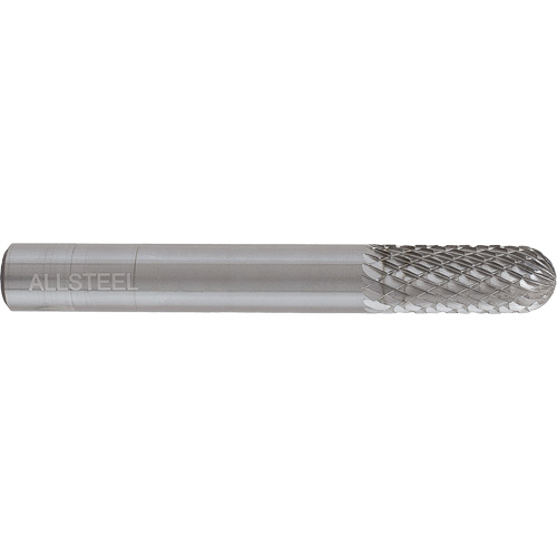AllSteel Cylindrical Round Nose Shape Carbide Burr, SC-5, 1/2" Dia., 1" Depth of Cut Fastek