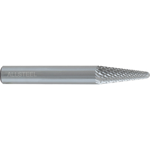 AllSteel Cone Shape Carbide Burr, SL-1, 1/4" Dia., 1/4" Shank, 5/8" Depth of Cut Fastek