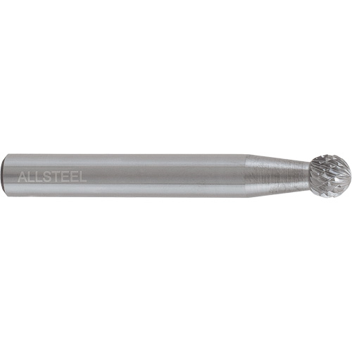 AllSteel Ball Shape Carbide Burr, SD-1, 1/4" Dia., 1/4" Shank, 7/32" Depth of Cut Fastek