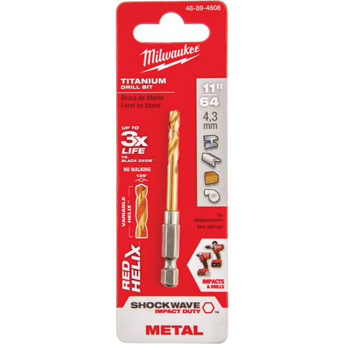 Shockwave Drill Bit, 11/64", Titanium, 1-3/32" Flute, 135° Point Fastek