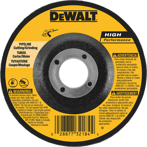 High Performance Pipeline Wheel, 5" x 1/8", 7/8" Arbor, Aluminum Oxide, Type 27 Fastek