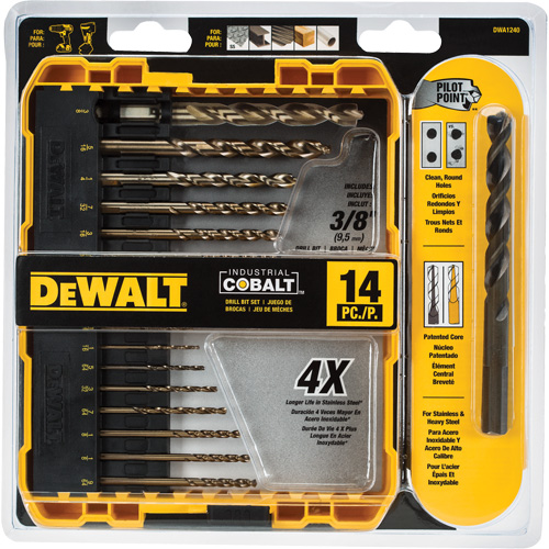 Pilot Point&reg; Industrial Drill Bit Set, 14 Pieces, Cobalt Fastek
