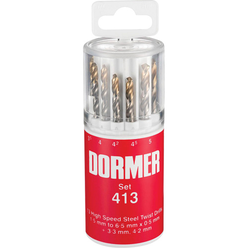 Jeu de forets courts, 13 morceaux, Acier rapide Fastek