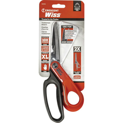 Heavy-Duty Titanium Coated Tradesman Shears, 10", Rings Handle Fastek