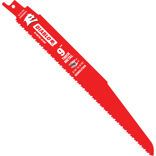 Reciprocating Blade for Thick Metal/Demolition, Bi-Metal, 8-10 TPI, 9" L Fastek