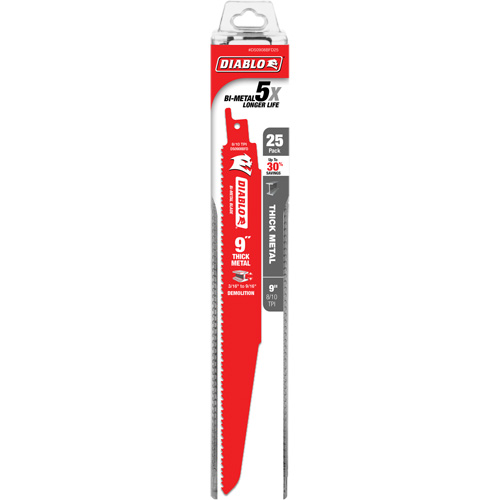 Reciprocating Blade for Thick Metal/Demolition, Bi-Metal, 8-10 TPI, 9" L Fastek