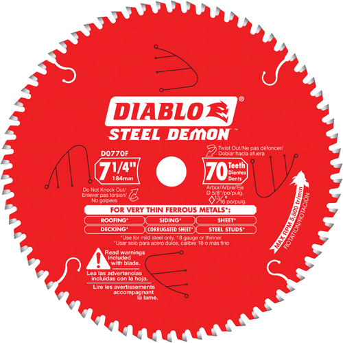 Steel Demon Cutting Saw Blade, 7-1/4", 70 Teeth, Metal Use Fastek