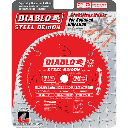 Steel Demon Cutting Saw Blade, 7-1/4", 70 Teeth, Metal Use Fastek