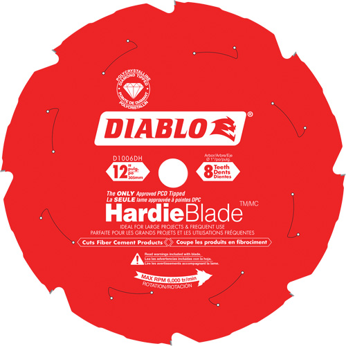 HardieBlade Cutting Saw Blade, 12", 8 Teeth, Fibre Cement Use Fastek