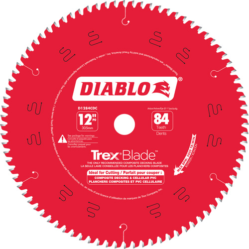 Trex&reg; Blade Cutting Saw Blade, 12", 84 Teeth, Plastic/Composite Decking Use Fastek