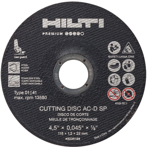 AC-D SP Cut-Off Wheel, 4-1/2" x 0.045", 7/8" Arbor, Type 1, 13580 RPM Fastek