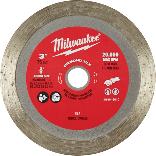 Tile Blade, 3" x 3/8" Arbor, Diamond, 20000 RPM Fastek