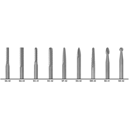 1855 Double Cut Carbide Burr Set, 9 Pieces Fastek