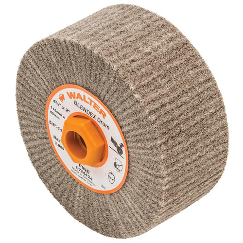 Blendex Surface Conditioning Drum, 4-1/2" Dia. x 2" W, 5/8"-11 Arbor, Fine Grit Fastek