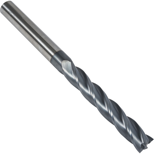 S237 30° Extra Long Square End Mill, 1/4" Dia., 4" L, 4 Flutes, 1/4" Shank, Carbide Fastek