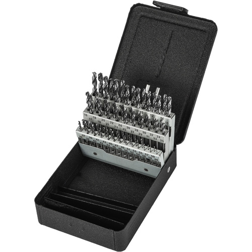 Stub Length Drill Bit Set, 60 Pieces, High Speed Steel Fastek