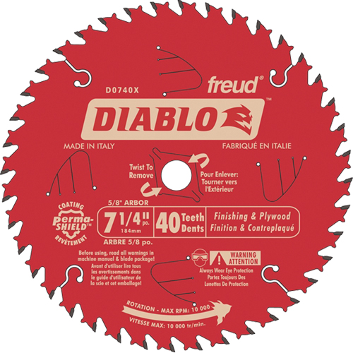 Contractor Saw Blade - Finishing Saw Blades, 7-1/4", 40 Teeth, Wood Use Fastek