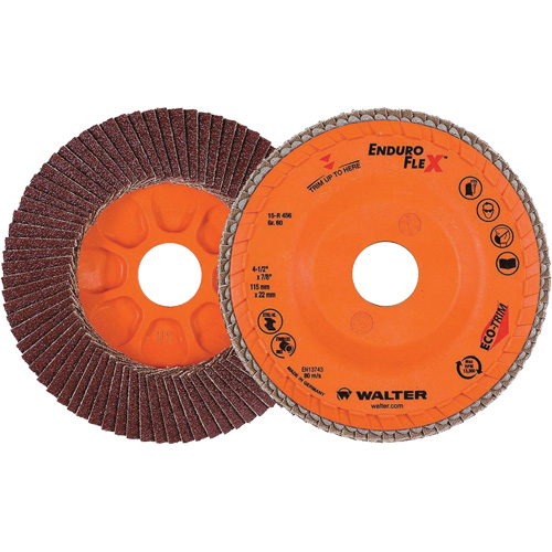 Enduro-Flex Flap Disc, 4-1/2" x 7/8", Type 27, 60 Grit, Zirconia Alumina Fastek