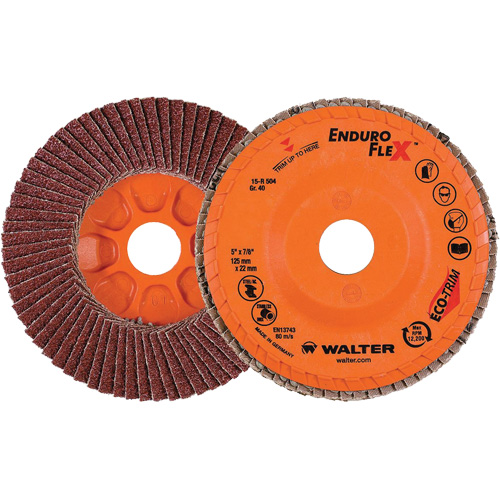 Enduro-Flex Flap Disc, 5" x 7/8", Type 27, 40 Grit, Zirconia Alumina Fastek