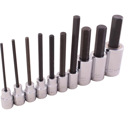 SAE Hex Head Socket Set, Hex, 1/2"/3/8" Drive, 10 Pcs Fastek