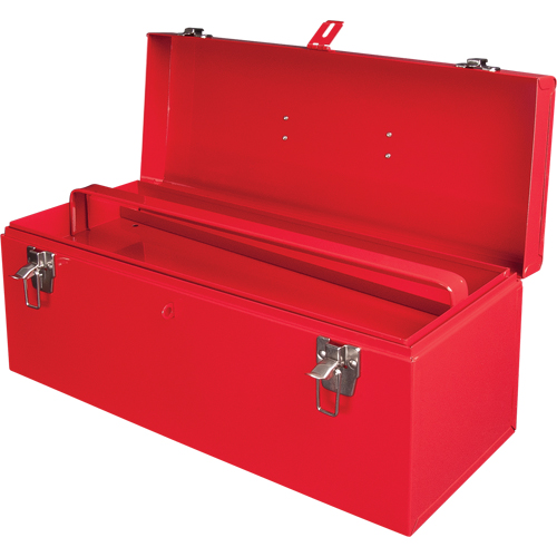 ATB100 Portable Tool Box with Metal Tool Tray, 8-3/4" D x 21" W x 9" H, Red Fastek
