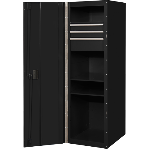 RX Series Side Cabinet, 3 Drawers, 19" W x 25" D x 61" H, Black Fastek