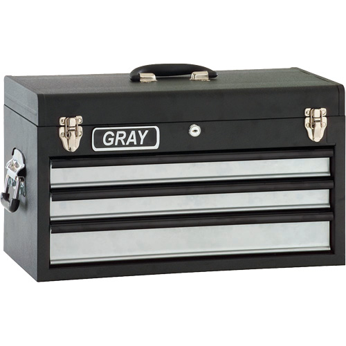 Tool Box - 3 Drawers, 10" D x 20-1/2" W x 12" H, Black Fastek