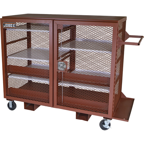 Mobile Mesh Cabinet, Steel, 49 Cubic Feet, Red Fastek