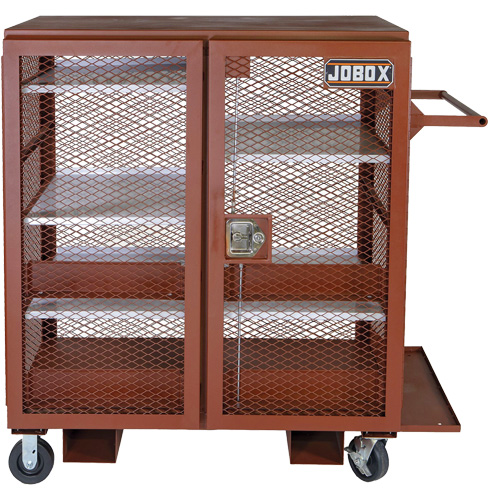 Mobile Mesh Cabinet, Steel, 37 Cubic Feet, Red Fastek