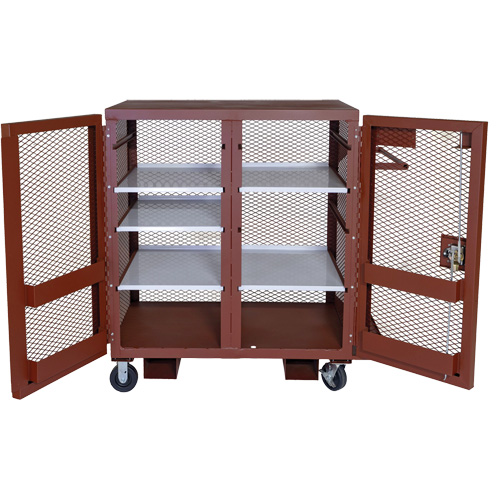 Mobile Mesh Cabinet, Steel, 37 Cubic Feet, Red Fastek