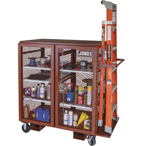 Mobile Mesh Cabinet, Steel, 37 Cubic Feet, Red Fastek