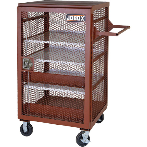 Mobile Mesh Cabinet, Steel, 22 Cubic Feet, Red Fastek