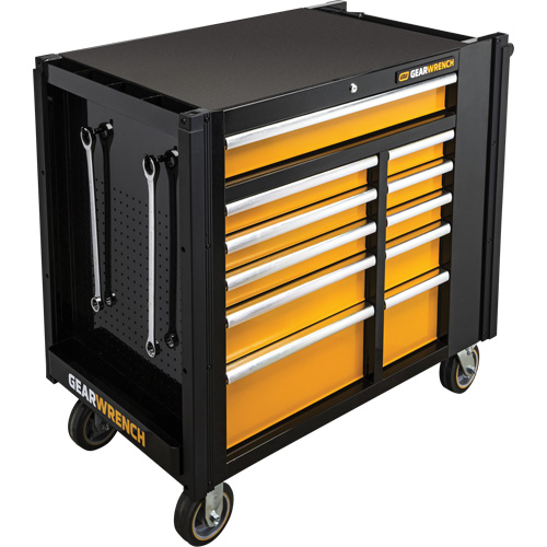 Powered Tool Cart, 11 Drawers, 42-1/2" W x 24-7/16" D x 41" H, Black/Orange Fastek