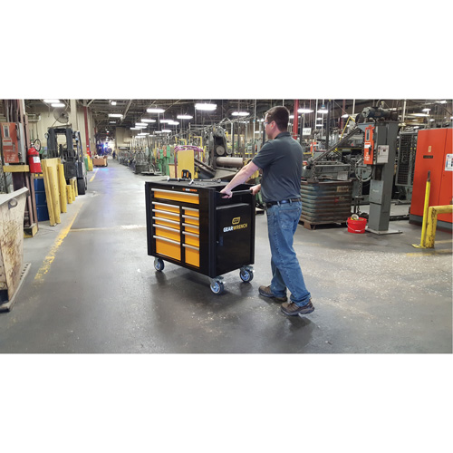 Powered Tool Cart, 11 Drawers, 42-1/2" W x 24-7/16" D x 41" H, Black/Orange Fastek