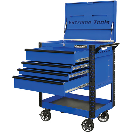 EX Deluxe Series Tool Cart, 4 Drawers, 22-7/8" L x 33" W x 44-1/4" H, Blue Fastek