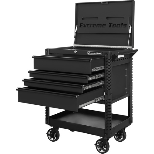 EX Deluxe Series Tool Cart, 4 Drawers, 22-7/8" L x 33" W x 44-1/4" H, Black Fastek