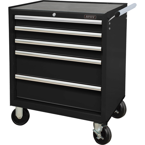 Industrial Tool Cart, 5 Drawers, 27" W x 18-3/4" D x 31-1/2" H, Black Fastek