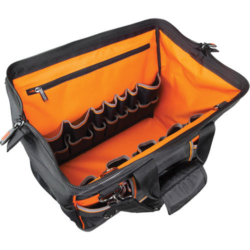 Tradesman Pro Wide-Open Tool Bag, Ballistic Nylon, 42 Pockets, Black Fastek
