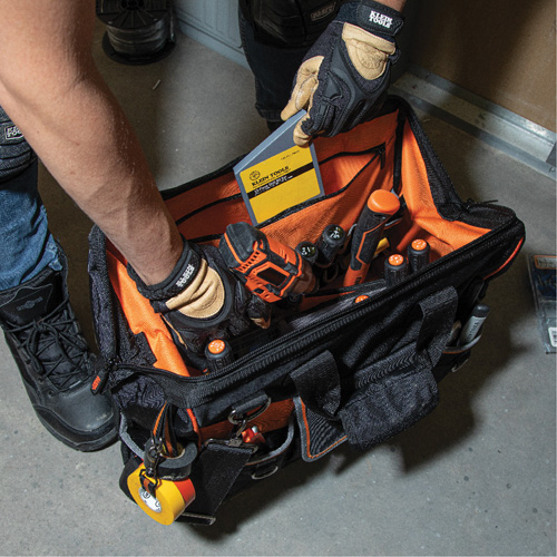 Tradesman Pro Wide-Open Tool Bag, Ballistic Nylon, 42 Pockets, Black Fastek