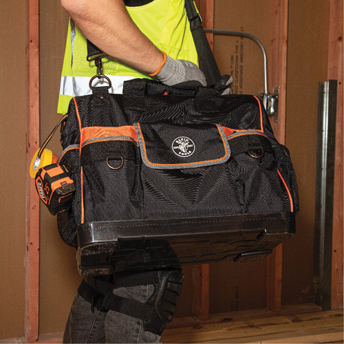 Tradesman Pro Wide-Open Tool Bag, Ballistic Nylon, 42 Pockets, Black Fastek