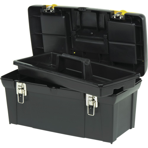 2000 Series Tool Box with Tray, 24" W x 11-1/4" D x 11" H, Black/Yellow Fastek