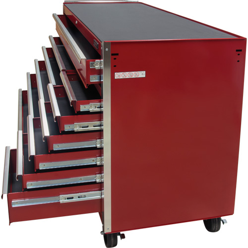 Industrial Tool Cart, 12 Drawers, 56" W x 24-1/2" D x 38-1/8" H, Red Fastek