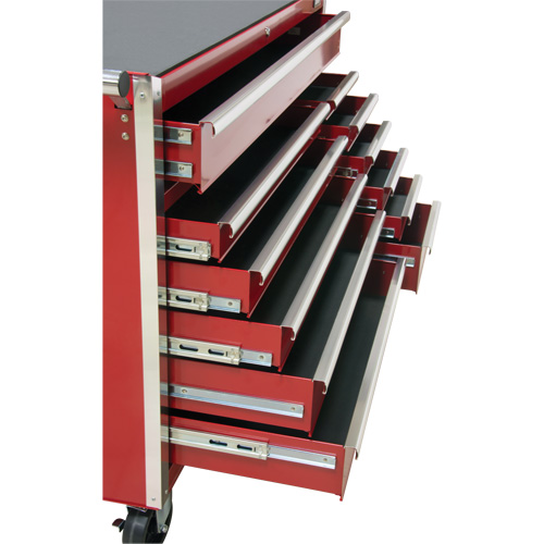 Industrial Tool Cart, 12 Drawers, 56" W x 24-1/2" D x 38-1/8" H, Red Fastek