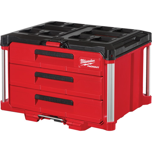 Packout 3-Drawer Tool Box, 16-1/3" x 14-1/3" x 22-1/5", Black/Red Fastek
