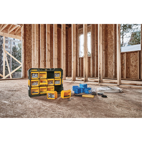 Flip-Bin Organizer, 3-7/8" W x 17-3/4" D x 13-7/8" H, Black/Yellow Fastek