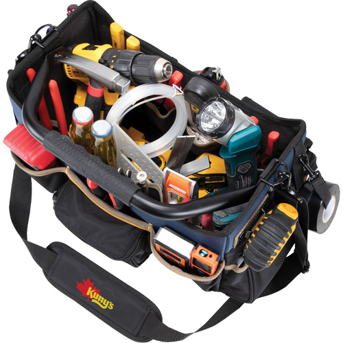 Boîte &agrave; outils ouverte &agrave; base moul&eacute;e, Polyester balistique, 17 pochettes, Noir/Bleu Fastek