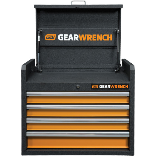 GSX Series Tool Chest, 26" W, 4 Drawers, Black/Orange Fastek