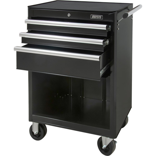 Industrial Tool Cart, 3 Drawers, 29-4/5" W x 21-1/5" D x 38-4/5" H, Black Fastek