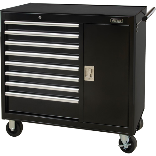 Industrial Tool Cart, 8 Drawers, 44-3/10" W x 21-1/10" D x 36-7/10" H, Black Fastek