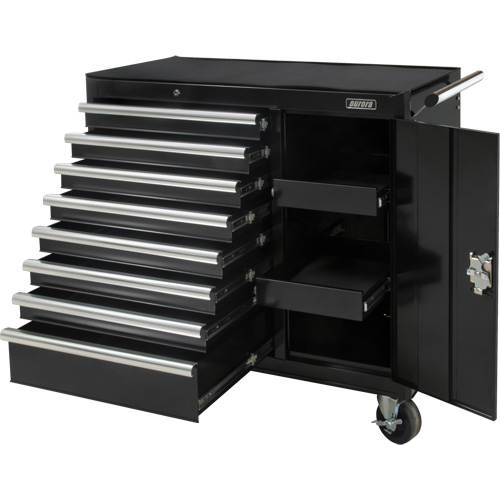 Industrial Tool Cart, 8 Drawers, 44-3/10" W x 21-1/10" D x 36-7/10" H, Black Fastek